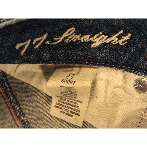 AMERICAN EAGLE 77 Womens Jeans TAG 8 Short Straight Blue LOW RISE - Picture 8 of 10